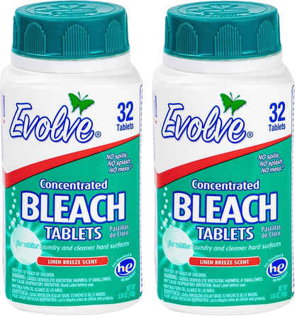 Evolve Concentrated Bleach Tablets -32 ct Fresh Lemon (2 pack)