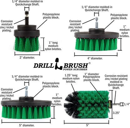 Drillbrush Multi-Surface Drill Brush Attachments Set for Car Interior, Bathroom, Flooring, Counters, Sinks, Siding, Garages, and More - Dishwasher Safe Drill Brush Car Detailing Kit Attachment Set