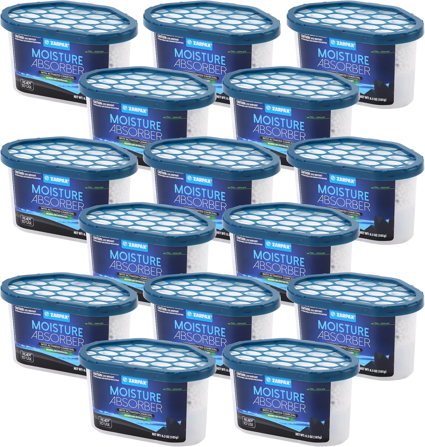 ZARPAX Moisture Absorber Activated Charcoal 10.5 oz/300g | Removes Moisture, Damp, Humidity & Odors | Odor Absorber | Moisture Trap for Bathroom, Closet, Kitchen & Small Spaces | Set of 6