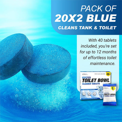 Shinefy Automatic Toilet Bowl Cleaner Tablets – 20 Tabs - Blue Gel Toilet Tank Cleaners, Hard Water Ring Remover, Septic-Safe Heavy-Duty Stain & Smell Eliminator, Toilet Cleaning & Deodorizer