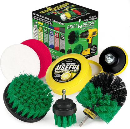 Electric Spin Scrubber Kitchen Cleaning Set with Multi-Purpose Cleaner Paste - Lemon Lime Scented, Stainless Steel Appliance, Oven, Stove Top, Microwave, Sink, Counter Top, Grout, Baseboard Cleaner