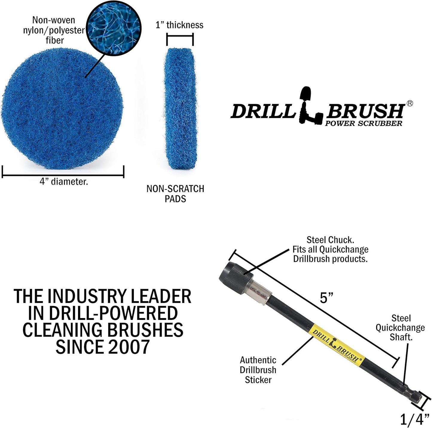 Drill Scrubber - Drill Brush Power Scrubber Pads - Bathroom - Drill Pad Attachments - Cleaning Pads - Shower Door - Baseboard - Bathroom Sink - Shower Cleaner - Flooring - Hard Water Stain Remover