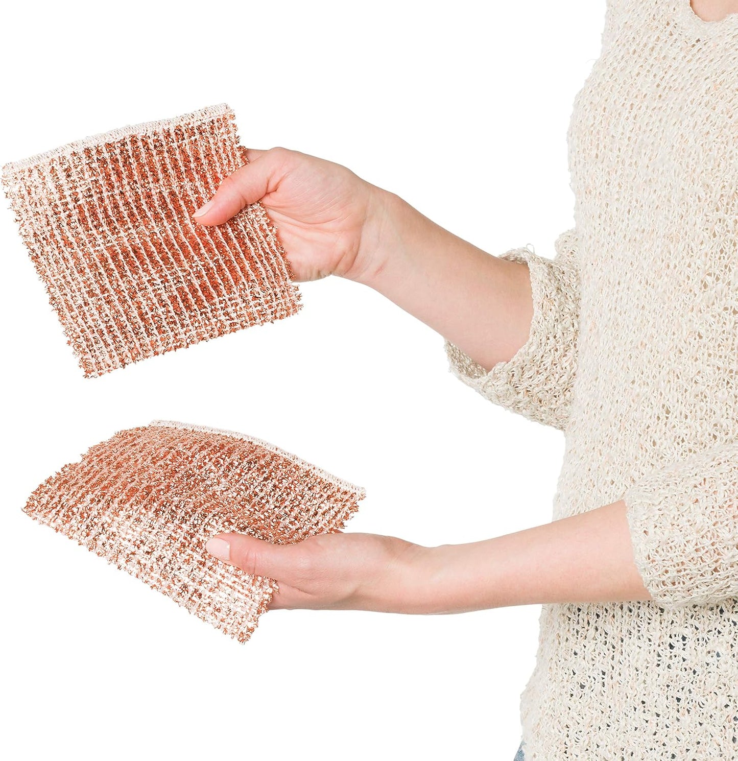 Redecker Copper Thread Pot Scrubber, Woven Copper Scouring Pads, 2 Pack Kitchen Scrubber for Pots Pans Sink Stove Stainless Steel, 3 in Diameter, Made in Netherlands