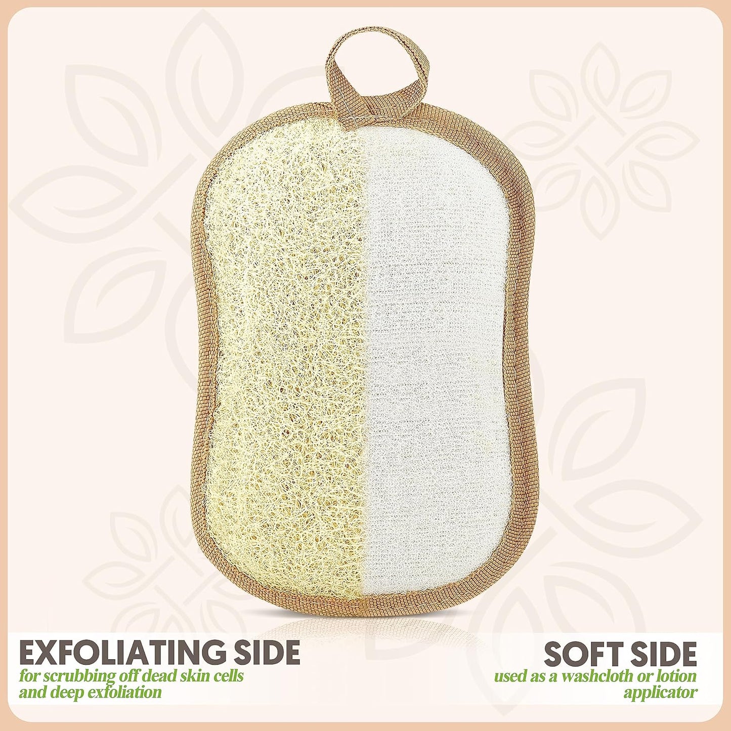 Almooni Natural Loofah Exfoliating Body Scrubber, Made with Natural Egyptian Shower Loofah Sponge, Bath Shower Loofah Sponge for Women and Men, for Face and Body That Gets You Clean - 2 Count (1 Pack)