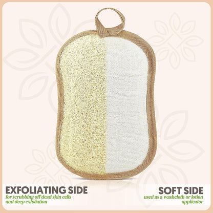 Almooni Natural Loofah Exfoliating Body Scrubber, Made with Natural Egyptian Shower Loofah Sponge, Bath Shower Loofah Sponge for Women and Men, for Face and Body That Gets You Clean - 2 Count (1 Pack)