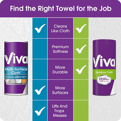 Viva Multi-Surface Cloth Paper Towels, Choose-A-Sheet Size, 12 Triple Rolls, 165 Sheets per Roll (Packaging May Vary)