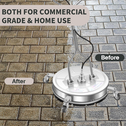 14" Pressure Washer Surface Cleaner with 4 Wheels - Stainless Steel Surface Cleaner for Pressure Washer Attachment for Concrete, Patio, Sidewalk, Deck and Driveways - PWS14