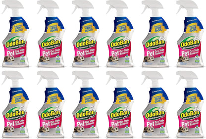 OdoBan Pet Solutions Oxy Stain Remover, Pet Stain Eliminator, Made in the USA, 6-Pack, 32 Ounce Spray Each