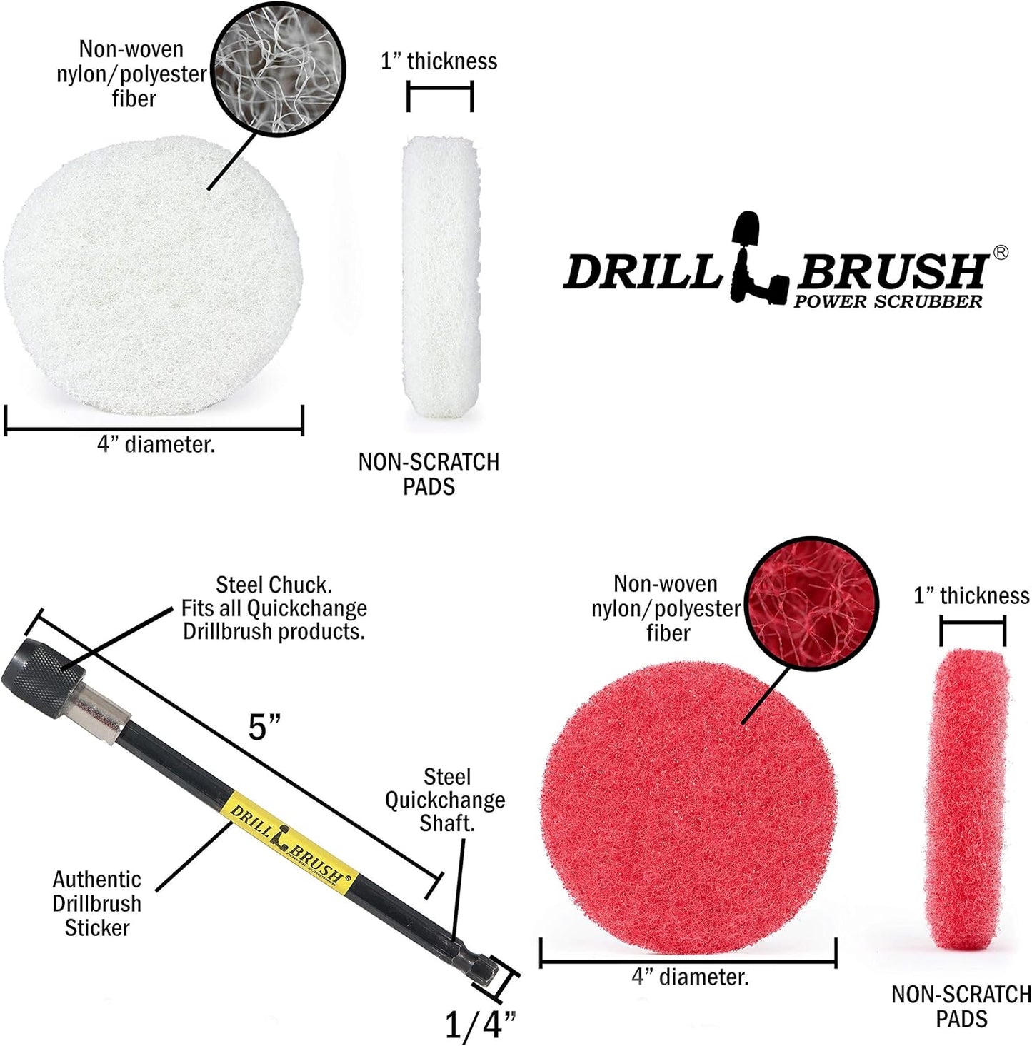 Drill Scrubber - Drill Brush Power Scrubber Pads - Bathroom - Drill Pad Attachments - Cleaning Pads - Shower Door - Baseboard - Bathroom Sink - Shower Cleaner - Flooring - Hard Water Stain Remover