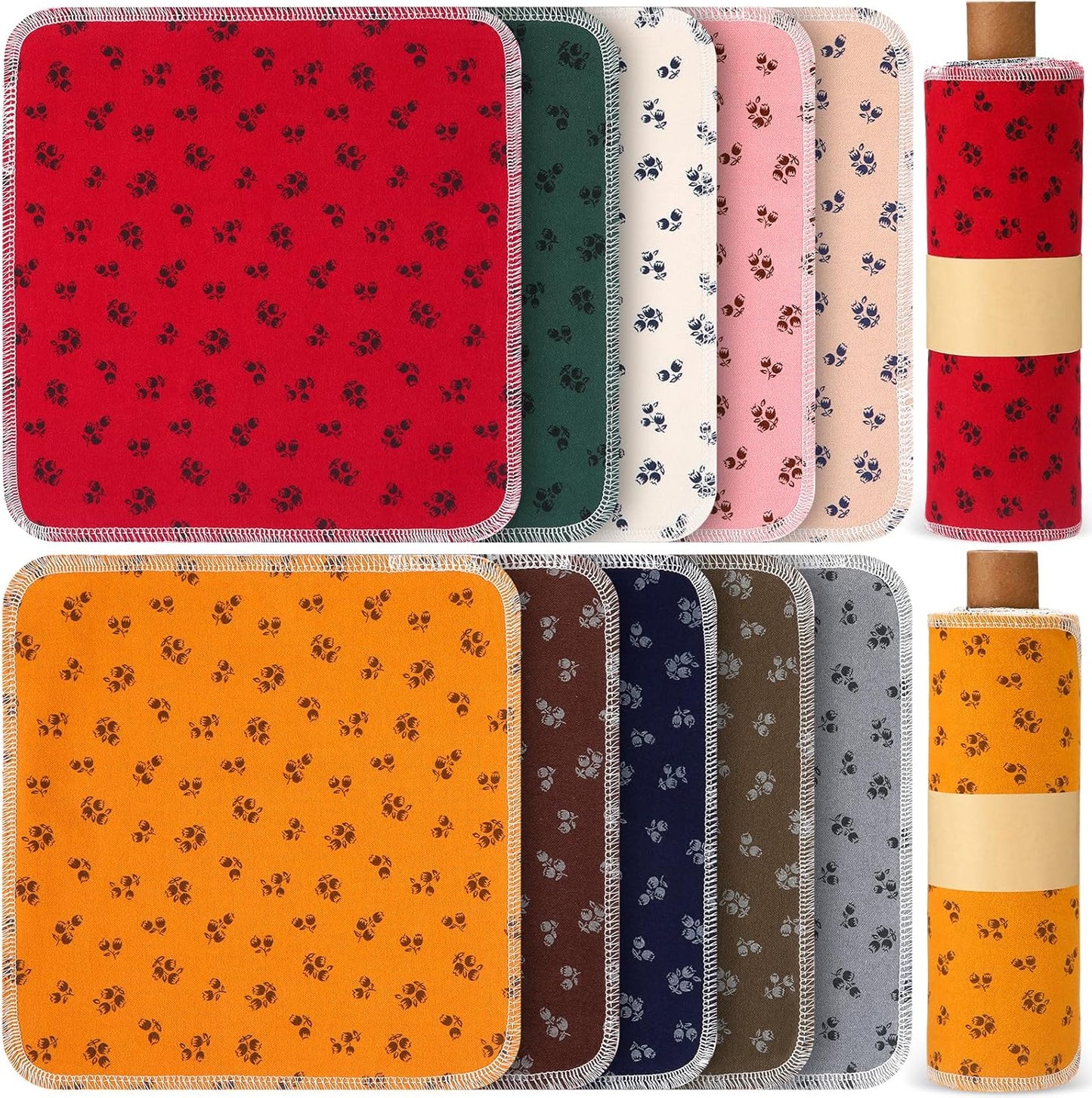 Redbaker 50 Pcs Reusable Paper Towels Paperless Reusable Cotton Cloths Toilet Absorbent Washable Paper Towels with Roll Kitchen Dishcloth for Kitchen Paperless Dishcloths(Stripe)