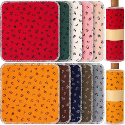 Redbaker 50 Pcs Reusable Paper Towels Paperless Reusable Cotton Cloths Toilet Absorbent Washable Paper Towels with Roll Kitchen Dishcloth for Kitchen Paperless Dishcloths(Stripe)