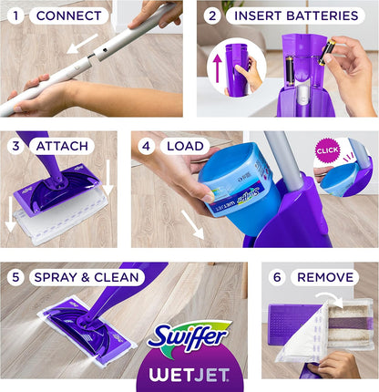Swiffer WetJet Hardwood Floor Cleaner Spray Mop Pad Refill, Bathroom Cleaning Supplies, Hardwood Floor Cleaner, Multi Surface, 24 Count