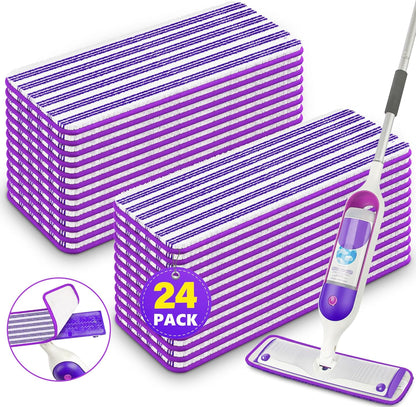 Reusable Mop Pads Refills for Swiffer PowerMop - Microfiber Wet Pads Refill Spray Mop Reusable Pads for Swiffer Mop, Also can be Disposable Power Mop Pads Refills for Multi-Surface Cleaning, 24PCS