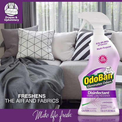 OdoBan Ready-to-Use 360-Degree Continuous Spray Disinfectant & Harsh Aroma Eliminator, Fabric and Air Freshener, Made in the USA, Original Eucalyptus Scent, 14.6 Ounces