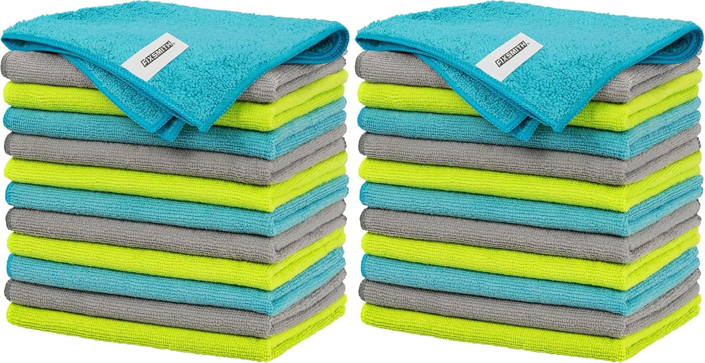 FIXSMITH Microfiber Cleaning Cloth - Pack of 8, Size: 12 x 16 in, Multi-Functional Cleaning Towels, Highly Absorbent Cleaning Rags, Lint-Free, Streak-Free Cleaning Cloths for Car Kitchen Home