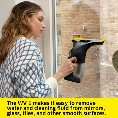 Kärcher WV 1 Electric Window Vacuum Squeegee 10" - Perfect for Showers, Mirrors, Glass, and Countertops - Electric Squeegee