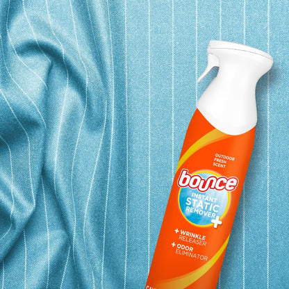Bounce Anti Static Spray, 3 in 1 Instant Anti Static Spray & Instant Wrinkle Release, Odor Eliminator and Fabric Refresher Spray (9.7 Fl Oz, Pack of 1)