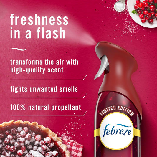 Febreze Air Freshener Spray, Odor-Fighting Room Spray, Crisp Fall Breeze, Cuddle Weather, Baked Cinnamon Apple, 8.8oz, 3 Count