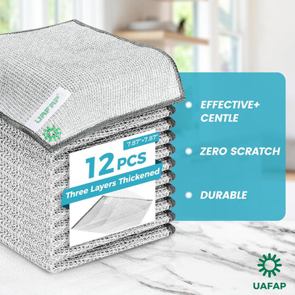 12 PCS Non Scratch Wire Dishcloth, Cleans Fast Without Scratching, Stands Up to Stuck-on Grime, Multi-Surface Safe, Wire Dishwashing Rag Cleaning Power for Everyday Jobs 7.87“ x 7.87”