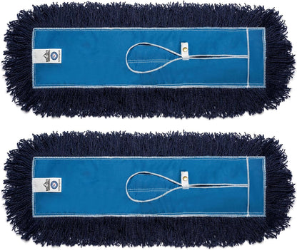 Nine Forty 36-Inch Premium Nylon Dust Mop Replacement Head - Heavy Duty Mop Head Refill for Industrial, Commercial, and Residential Cleaning - Dry Floor Duster for Hardwood Surfaces - Blue (1-Pack)