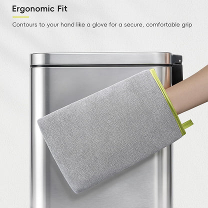 EKO Microfiber Cleaning Mitt for Stainless Steel – Lint-Free Reusable Polishing Cloth & Cleaning Glove, Machine Washable Streak-Free Cloth for Kitchen Appliances, Trash Can, Faucet, Mirror & Car