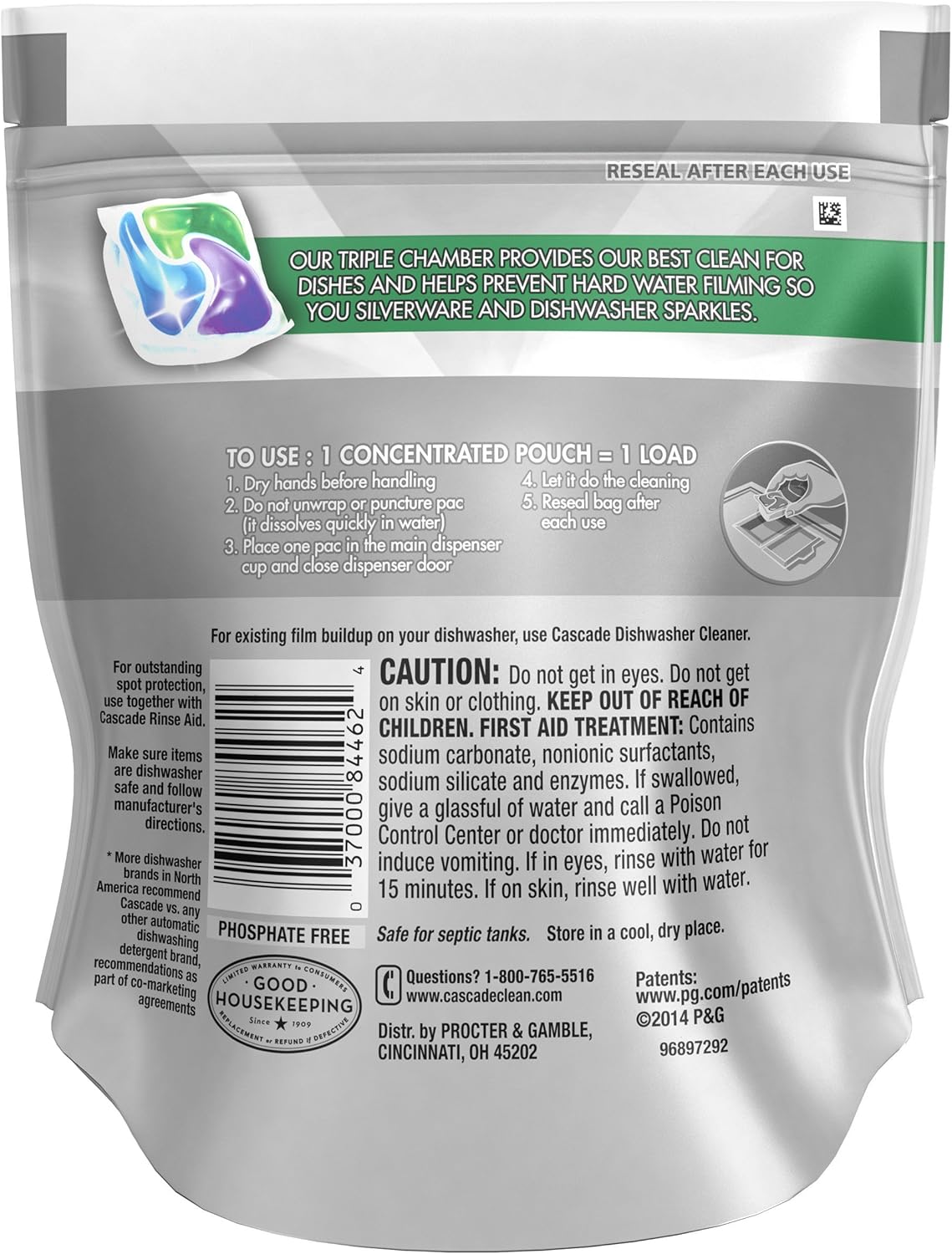 Cascade Platinum Power Boost Dishwasher Pods, Dishwasher Detergent, Dishwasher Soap, Dish Tabs, Dishwashing Tablets, Dish Detergent, Lemon, Actionpacs, 37 Count