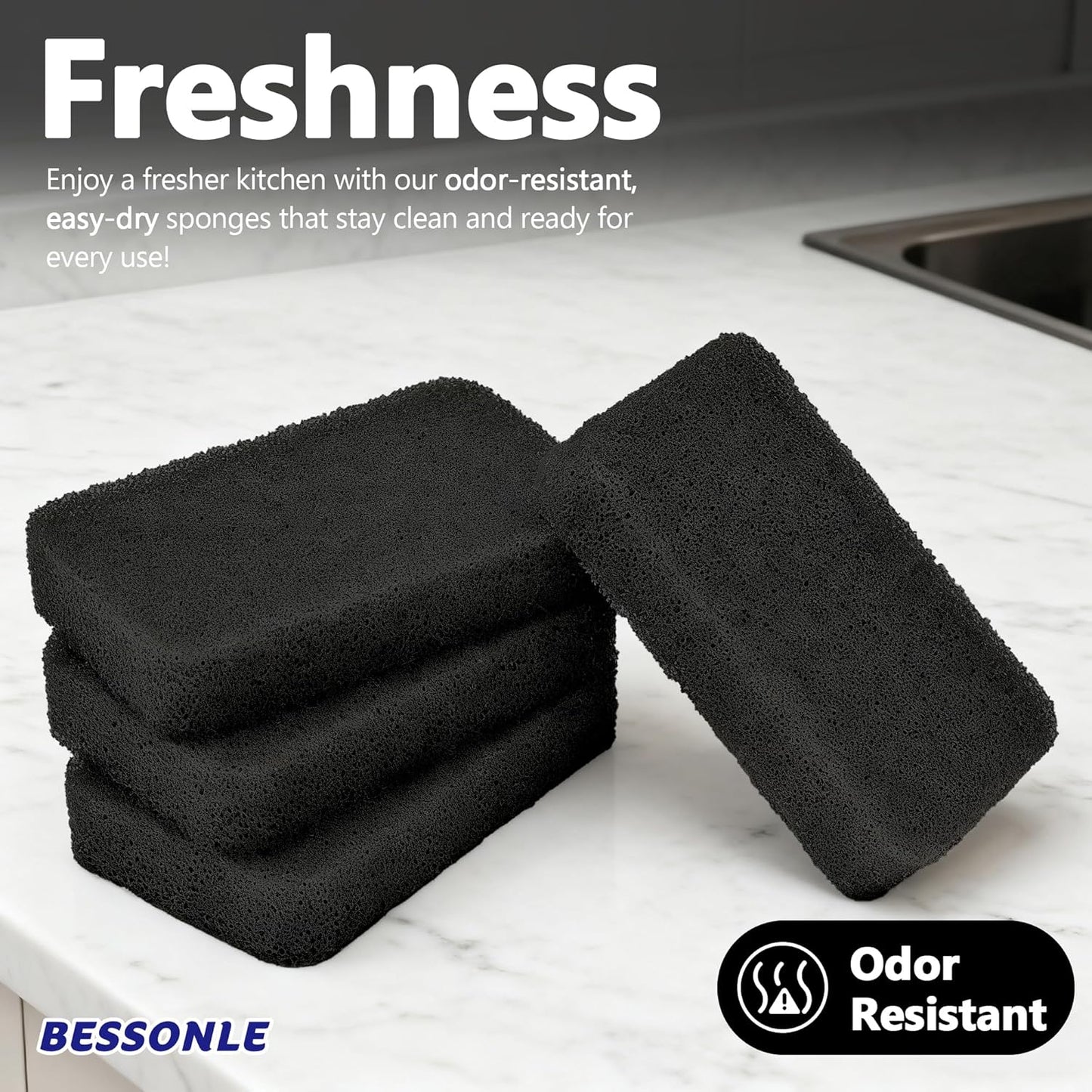 8 Pack Silicone Scrubbing Sponges, Heavy-Duty, Non-Scratch Kitchen Sponges - Reusable, Odor-Free, Perfect as Cleaning for Dishes, Non-Stick, Countertops (Grey)