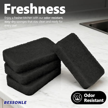 8 Pack Silicone Scrubbing Sponges, Heavy-Duty, Non-Scratch Kitchen Sponges - Reusable, Odor-Free, Perfect as Cleaning for Dishes, Non-Stick, Countertops (Grey)