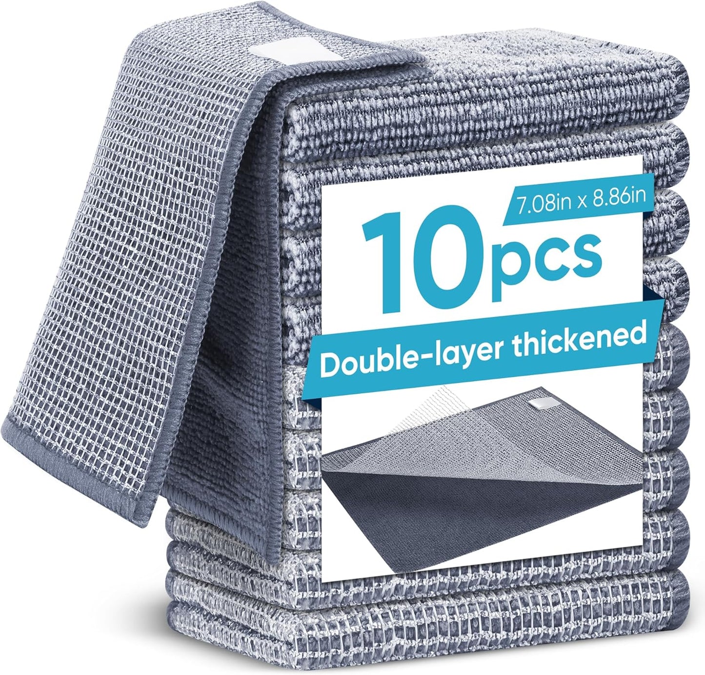 Forggon12 Pcs New Upgrade 3-Layer Metal Dish Cloth, No Scratches and No Odor, Multipurpose Wire Dishwashing Rag for Wet and Dry, Kitchen Cleaning DishRags,Sinks,Dishes,Stove Top, Dimensions(7.08X8.86)