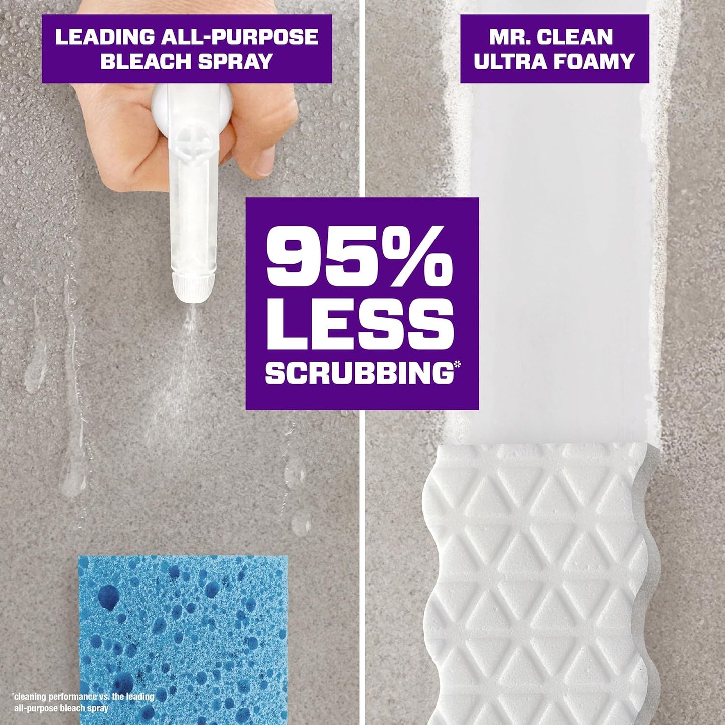 Mr. Clean Magic Eraser Ultra Foamy Multi Purpose Cleaner, Foaming Magic Eraser Sponge Multi Surface Cleaner, 1ct (Pack of 2)