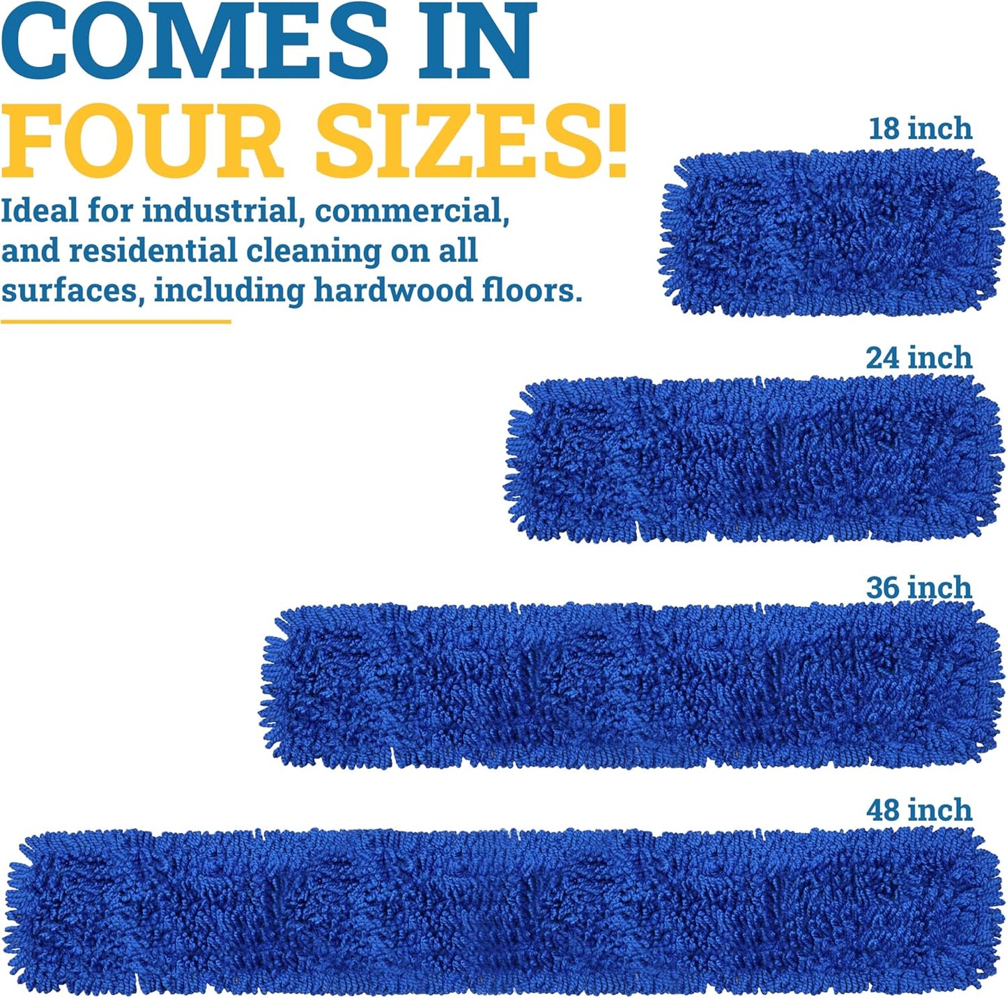 Kleen Handler 24 inch Microfiber Dust Mop | Medium Washable Commercial Mop Head Replacement, Pack of 3