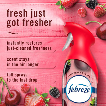 Febreze Air Mist, Air Freshener, Odor Fighting Room Spray, Deodorizer for Home Bathroom Kitchen Office Apartment, Lilac Sunrise, Warm Ocean Breeze, Summer Golden Hour Variety Pack, 8.1oz (Pack of 3)