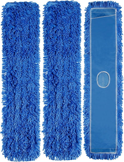DR DAPPER 36-Inch Commercial Dust Mop Head, Large Washable Microfiber Dust Mop Replacement Head, Sweeper and Janitorial Supplies (Blue-2 Pack)