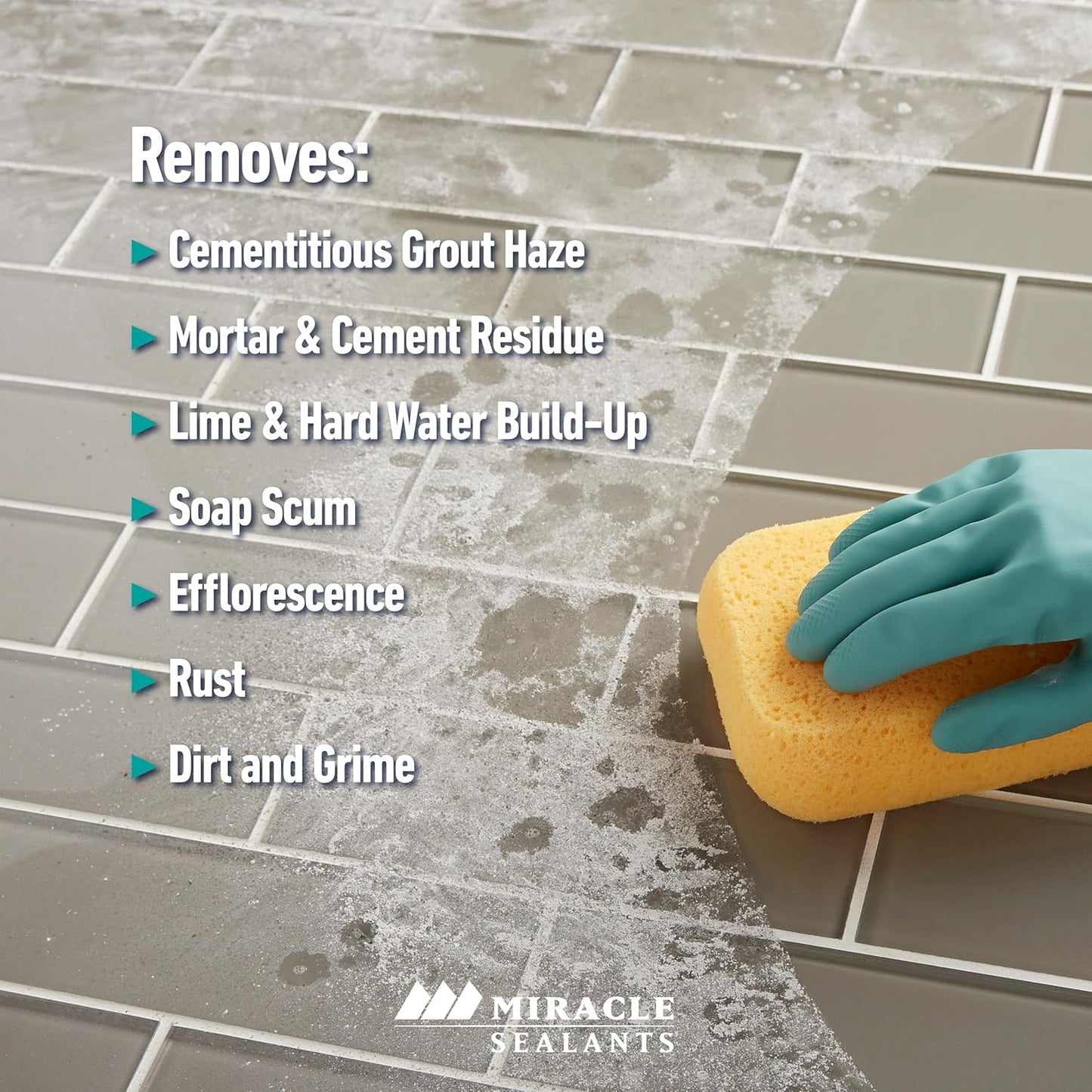 Miracle Sealants Heavy-Duty Acidic Cleaner for Tile & Stone, Grout Haze, Rust Stain & Efflorescence Remover, Quart