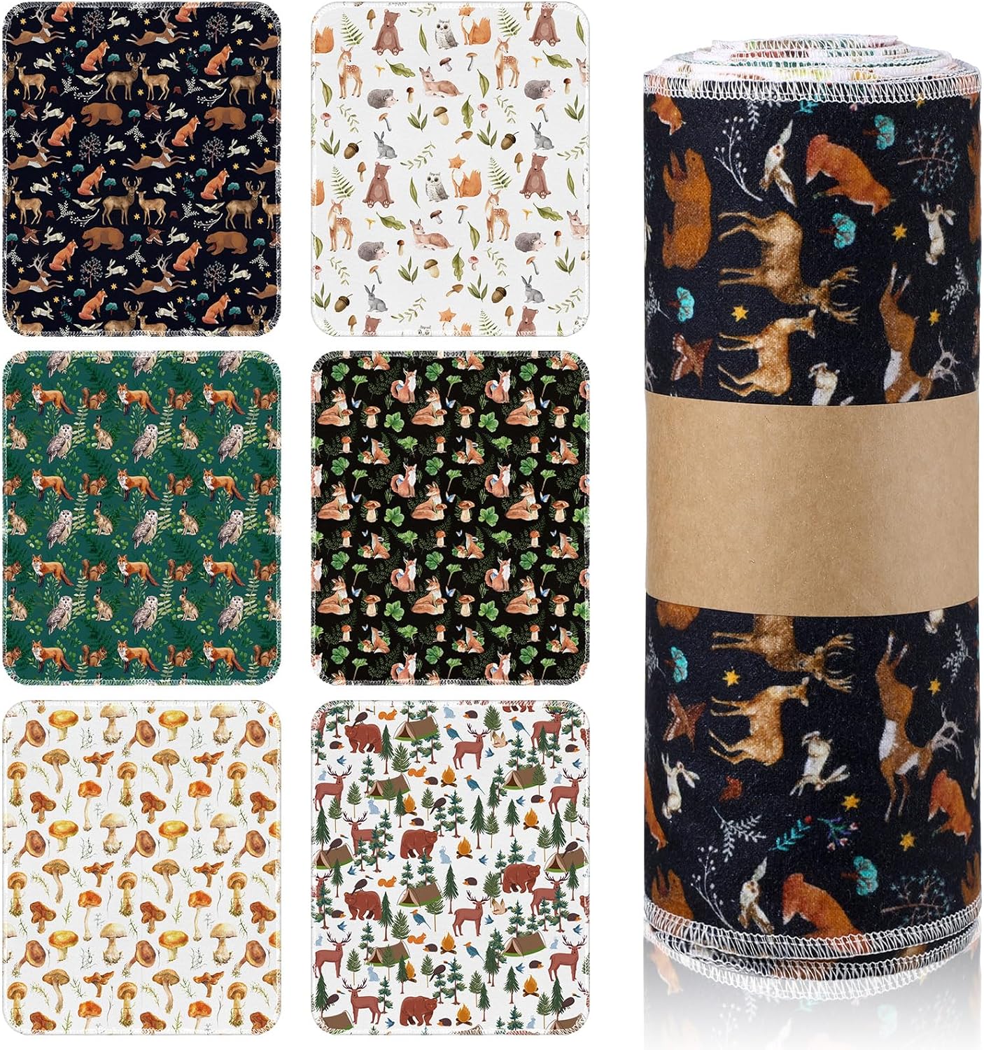 Redbaker 30 Pcs Reusable Paper Towels Rolls Kitchen Towels Bulk Washable Paperless Cloth Cotton Hand Napkins with Cardboard Reusable Napkins for Kitchen Bathroom(Floral,10 x 12 in)