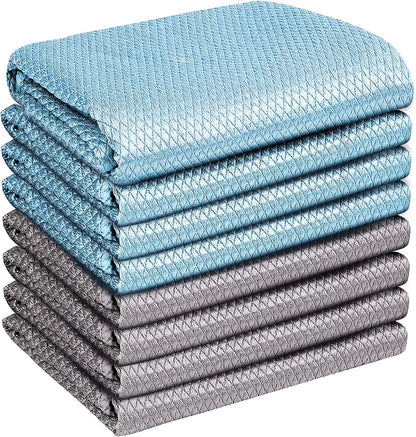 Glass Polishing Cloth Streak Free Miracle Cleaning Cloth Lint Free Microfiber Cleaning Rags for Glasses Kitchen Dish Mirrors Easy Clean, Pack of 6, 12" x 12"