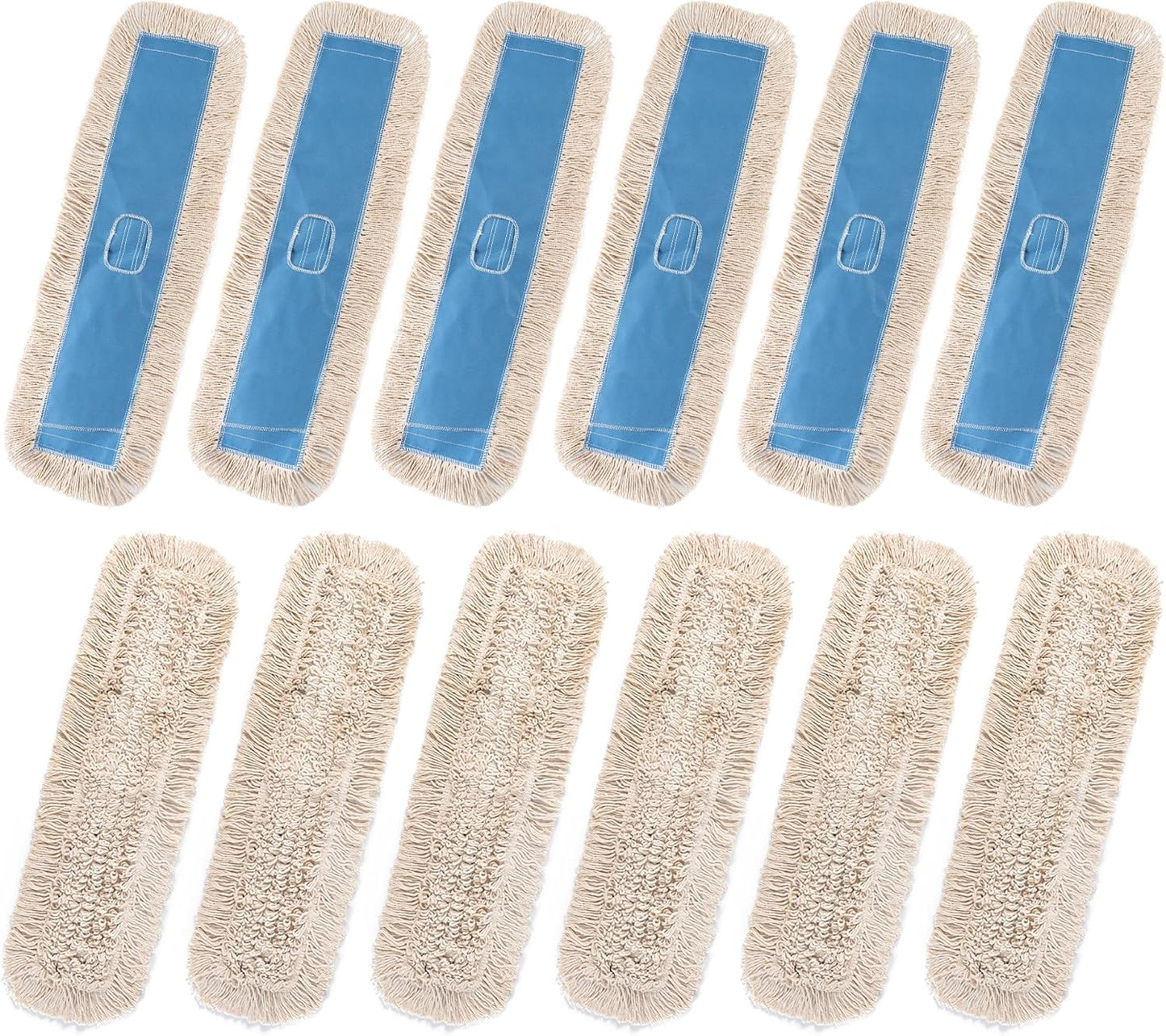 Matthew Cleaning 24'' Industrial Strength Cotton Dust Mop Refill Washable Replacement Heads for Residential & Commercial Use Fit Standard Dust Mop Frames, Hardwood, Laminate, Concrete Floors 3 Pack