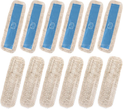 Matthew Cleaning 24'' Industrial Strength Cotton Dust Mop Refill Washable Replacement Heads for Residential & Commercial Use Fit Standard Dust Mop Frames, Hardwood, Laminate, Concrete Floors 3 Pack