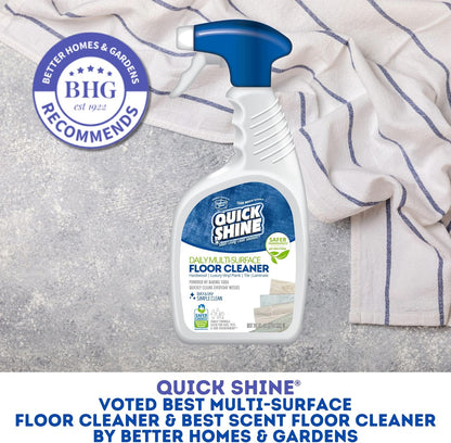 Quick Shine Multi Surface Floor Cleaner 64oz, Ready to Use-Streak Free-No Rinse, Use on Hardwood, Laminate, Luxury Vinyl Plank & Stone, Use in Spray Mops & Vac Mops, Safer Choice Cleaner