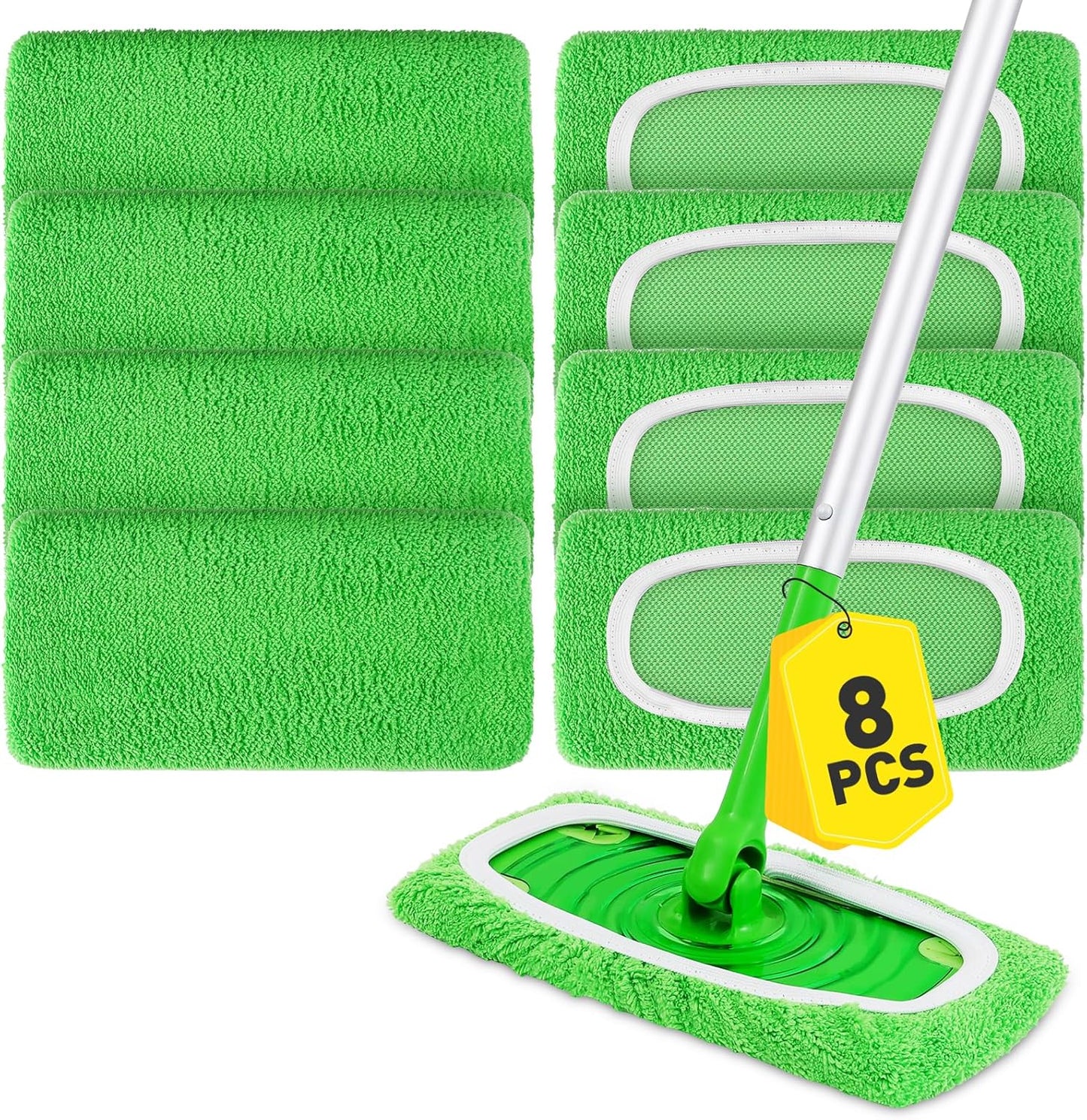 12Pcs Reusable Microfiber Mop Pads Compatible with Sweeper Mops,Dry Sweeping Cloths & Wet Mopping Pads Refills,Washable Mop Pads for Floor Cleaning