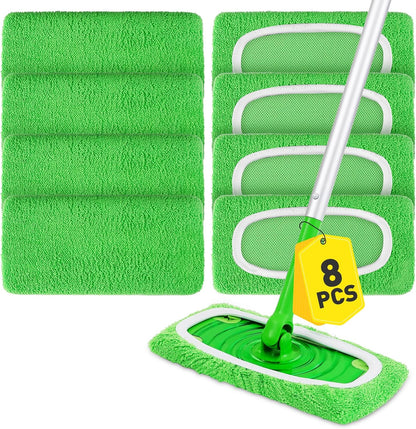 12Pcs Reusable Microfiber Mop Pads Compatible with Sweeper Mops,Dry Sweeping Cloths & Wet Mopping Pads Refills,Washable Mop Pads for Floor Cleaning