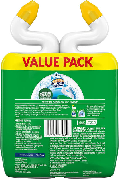 Scrubbing Bubbles Extra Power Toilet Bowl Cleaner, Rainshower, 1 Squeeze Bottle, 24 oz, (Pack of 2)