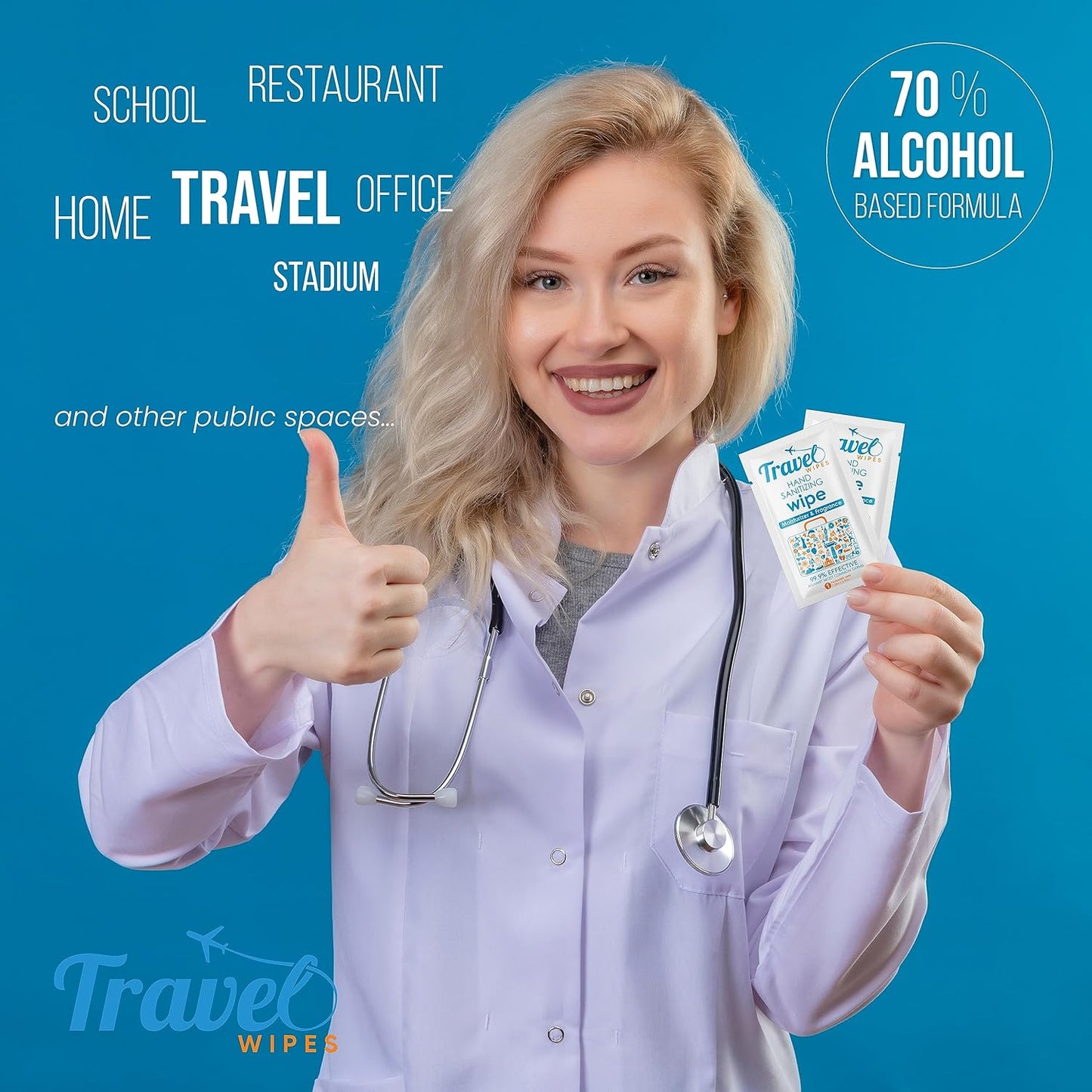 Hand Sanitizing Travel Wipes – 30ct Individually Wrapped | Fragrance-Free, Moisturizing, 70% Isopropyl Alcohol Wipes | Travel, Home, Office, Daily Use | Made in USA