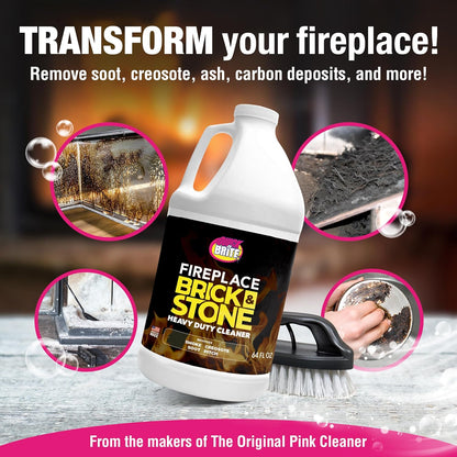 Quick 'n Brite Fireplace Gel Cleaner for Brick, Stone, Rock, Tile, and Marble, Nonabrasive Fireplace Cleaner, Made in the USA, 16 oz