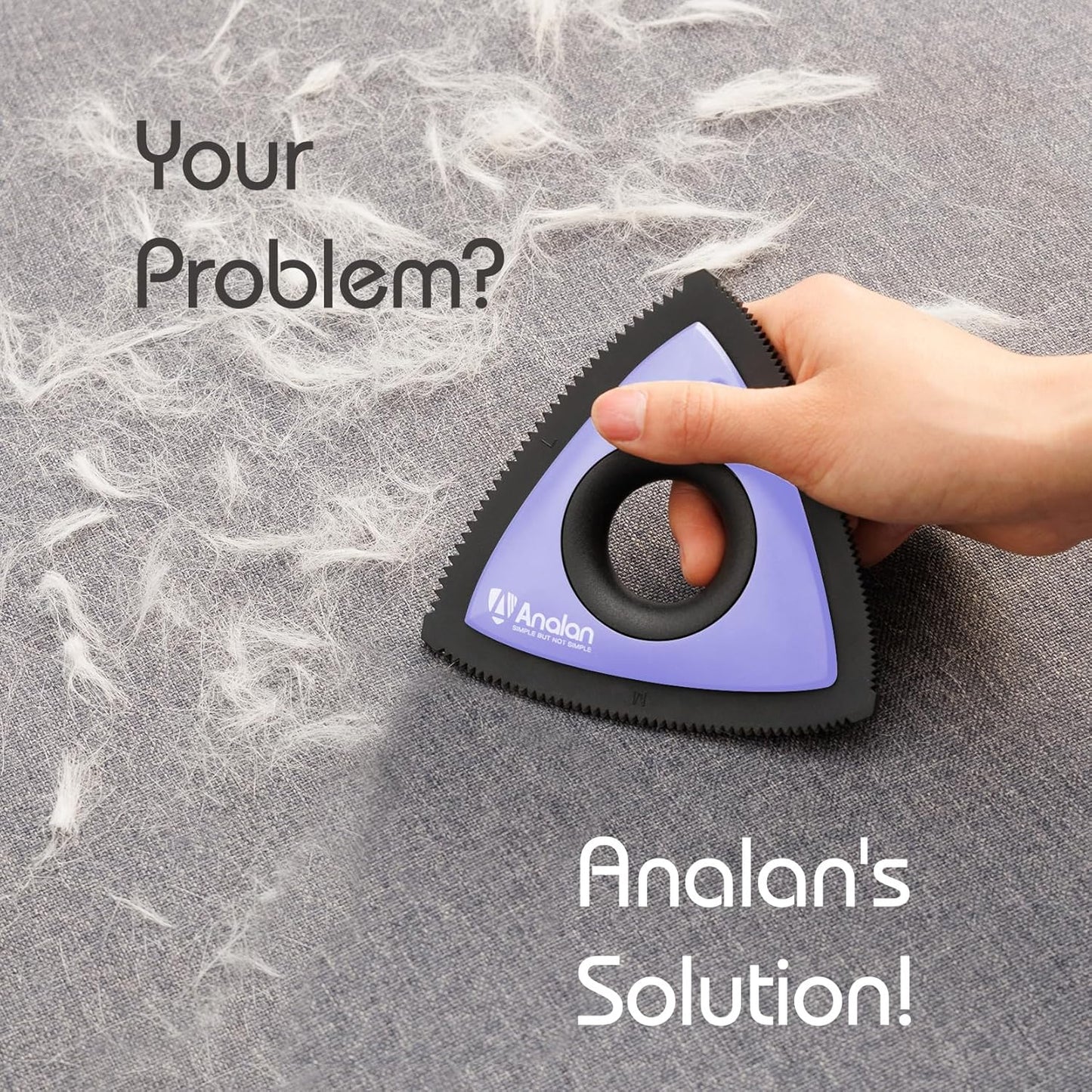 Analan Mini Pet Hair Remover for Car Detailing Supplies, Carpet Dog Hair Remover for Car Interior, Triangle Dog Hair Remover for Auto Detailing, Couch, Furniture, Lint, Carpet (Jet Black)
