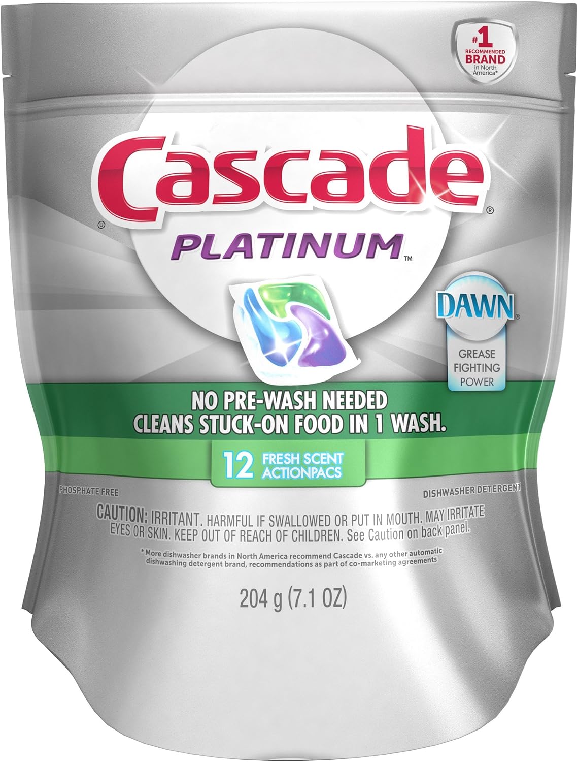 Cascade Platinum Power Boost Dishwasher Pods, Dishwasher Detergent, Dishwasher Soap, Dish Tabs, Dishwashing Tablets, Dish Detergent, Lemon, Actionpacs, 37 Count