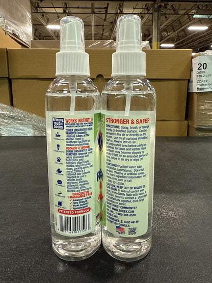 ZORBX Unscented Odor Eliminator for Strong Odor 2 Fl Oz Pack of 5 - Used in Hospitals & Healthcare Facilities - Advanced Formula, Fast-Acting Odor Remover Spray for Dog, Cat, House & Carpet