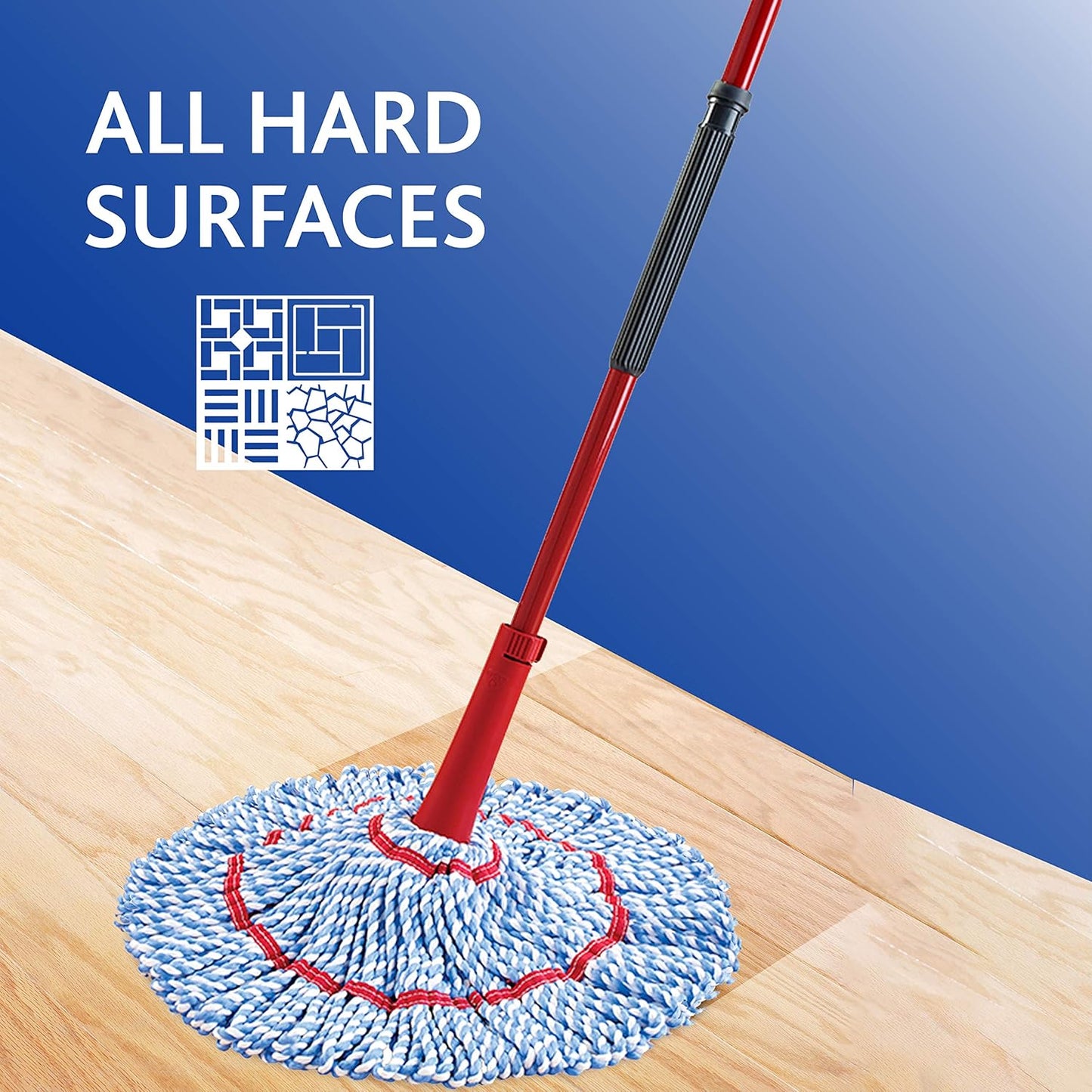 O-Cedar MicroTwist MAX Microfiber Twist Mop with 1 Extra Refill | Features Hands-Free Wringing | Extra Large 18-Inch Mop Head | Safe on All Floor Types