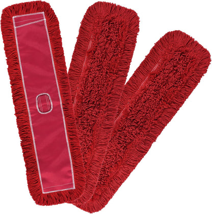 Matthew Cleaning 24'' Industrial Strength Cotton Dust Mop Refill Washable Replacement Heads for Residential & Commercial Use Fit Standard Dust Mop Frames, Hardwood, Laminate, Concrete Floors 3 Pack