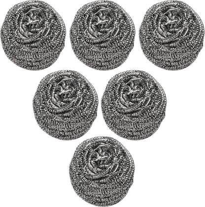 SCRUBIT 6 Pack Stainless Steel Scourers – Steel Wool Scrubber Pad Used for Dishes, Pots, Pans, and Ovens. Easy scouring for Tough Kitchen Cleaning.